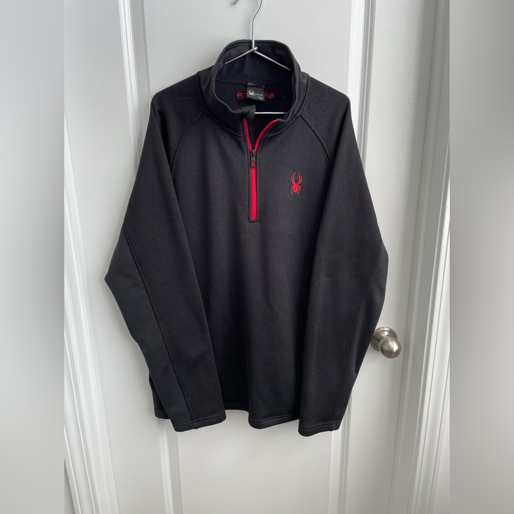 Spyder Quarter Zip Sweater Black Red
